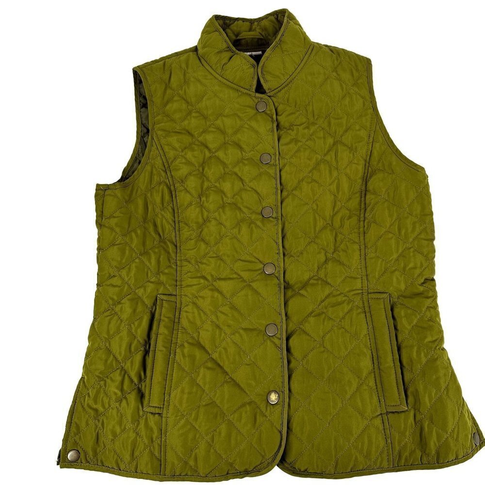 * J. Jill Green Quilted Vest Women’s Size Small Lightweight Fall Layering Piece - Picture 2 of 9